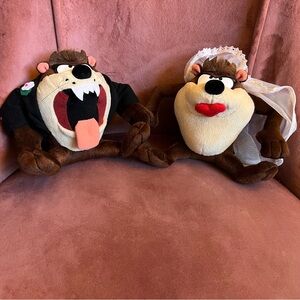 VINTAGE TAZ DEVIL & BRIDE plush 6” Tall Tazmania Tux & Veil Warner Bros. 1994